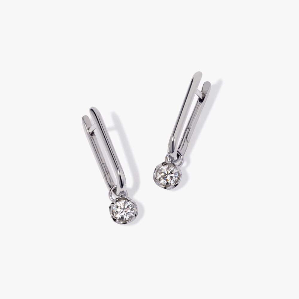 Knuckle & Whoopsie Daisy 18ct White Gold Solitaire 1ct Diamond Earrings | Annoushka jewelley
