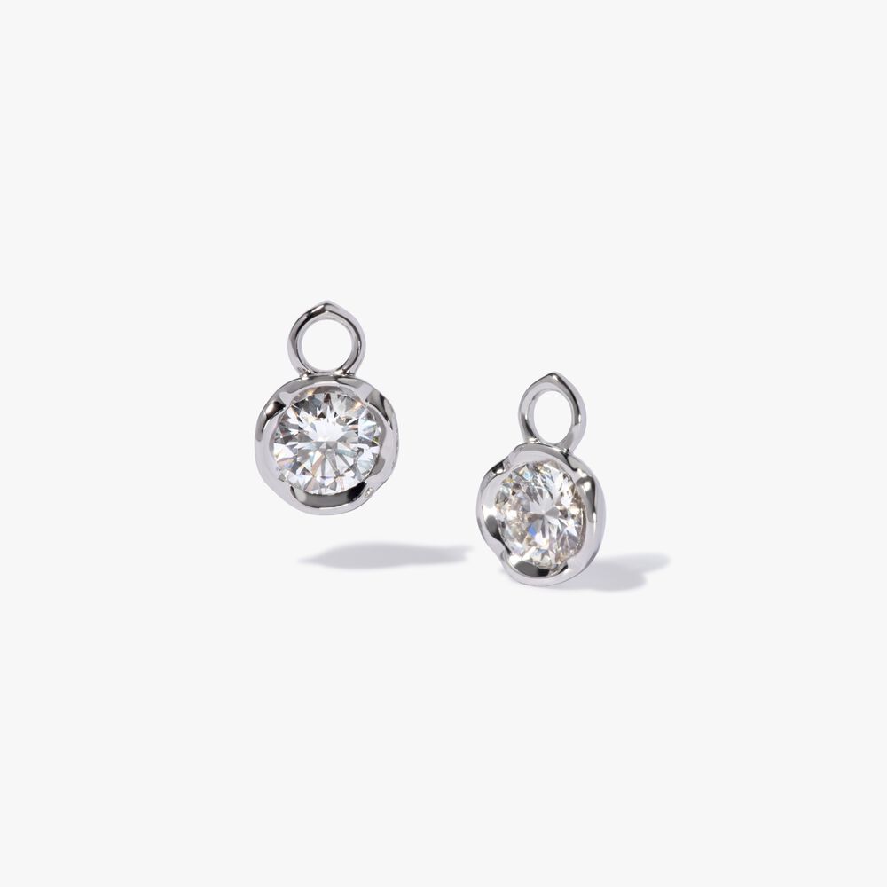 Whoopsie Daisy 18ct White Gold Solitaire 2ct Diamond Earring Drops | Annoushka jewelley