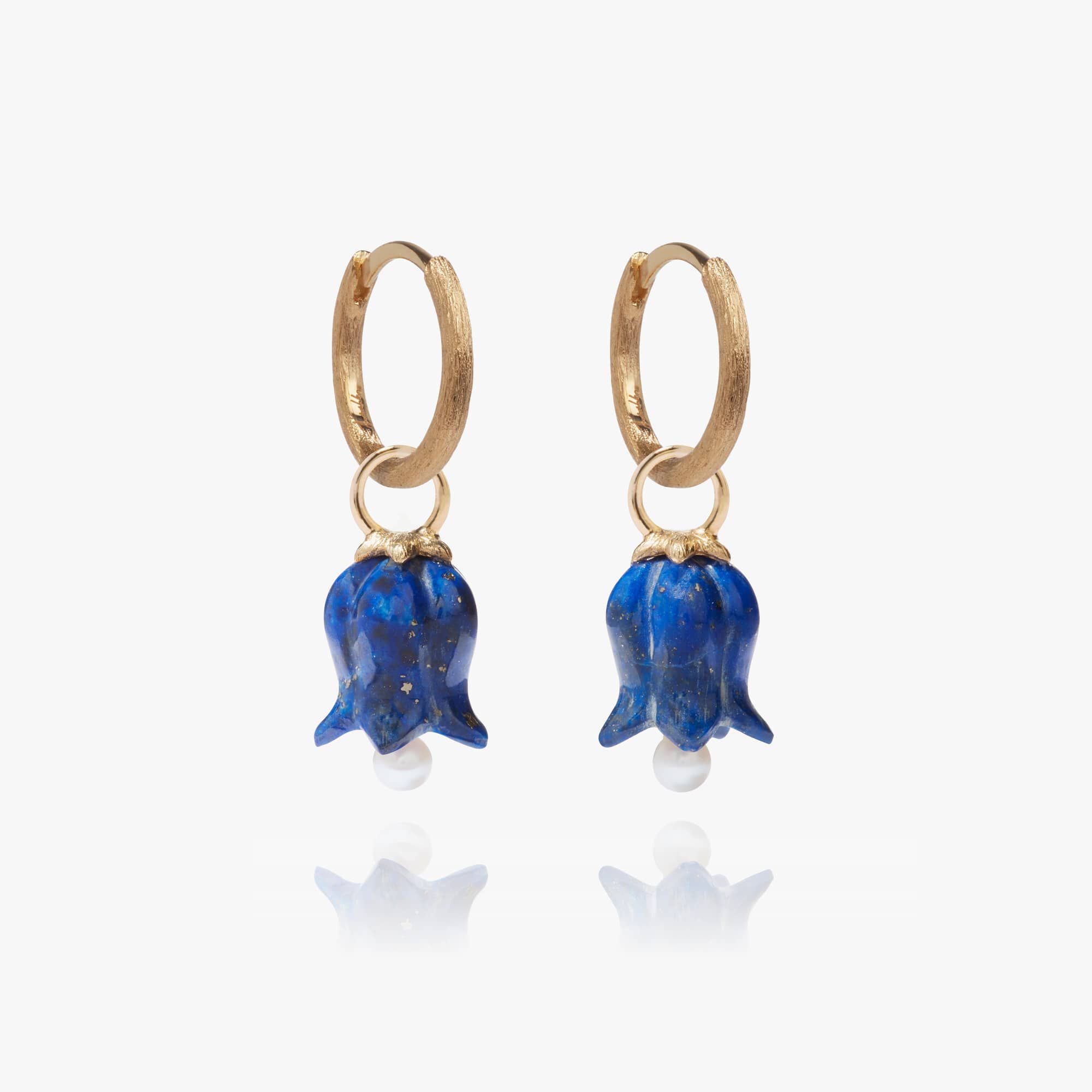 18ct Gold Lapis Lazuli Tulip Earrings