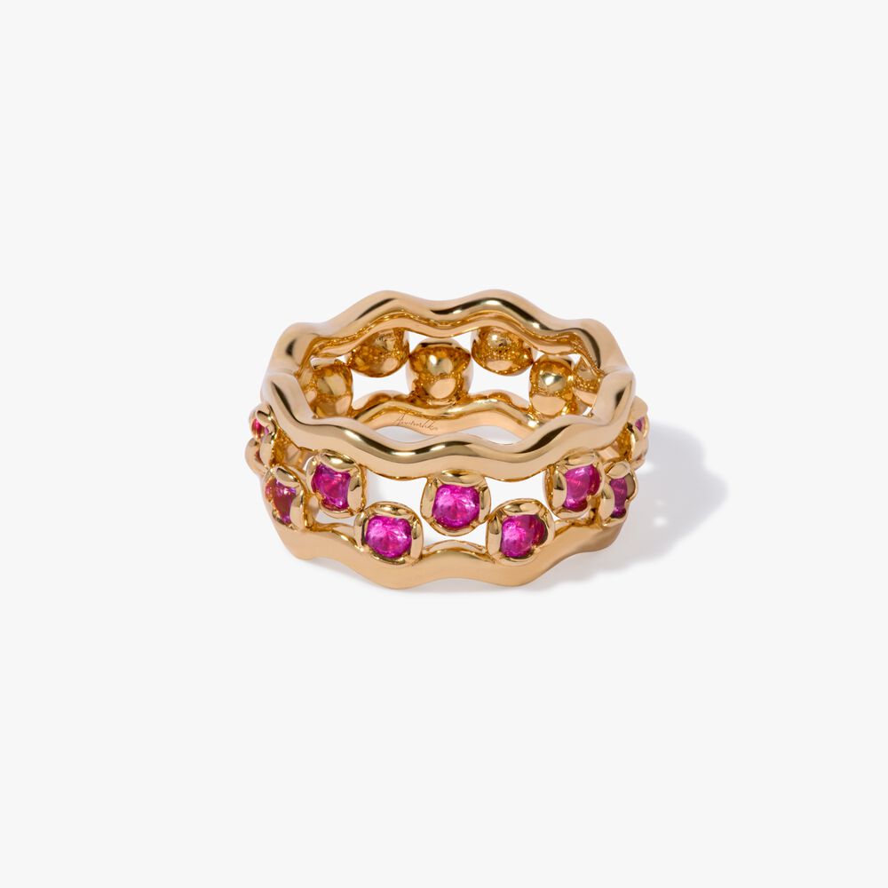 Whoopsie Daisy 18ct Yellow Gold Pink Sapphire Ring Stack | Annoushka jewelley