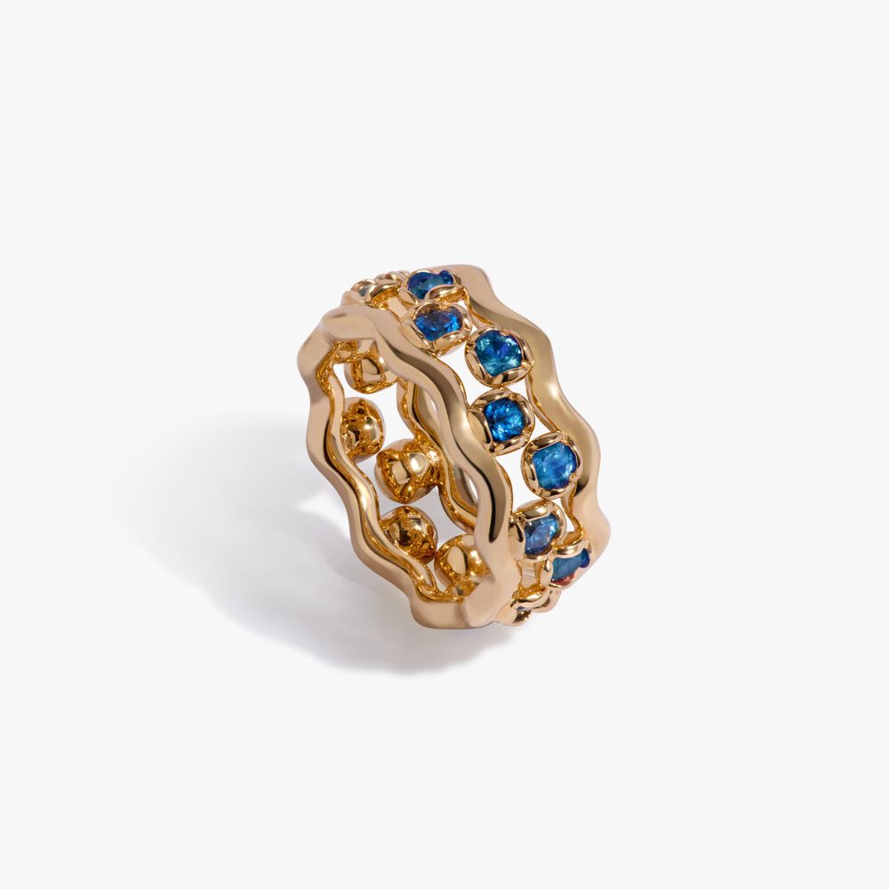 Whoopsie Daisy 18ct Yellow Gold Blue Sapphire Ring Stack | Annoushka jewelley