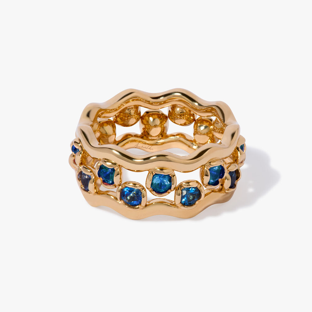 Whoopsie Daisy 18ct Yellow Gold Blue Sapphire Ring Stack | Annoushka jewelley