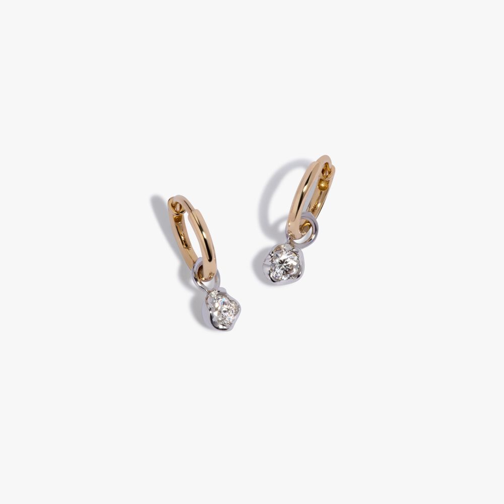 Small Hoop Whoopsie Daisy 18ct Gold Solitaire 0.40ct Diamond Earrings | Annoushka jewelley