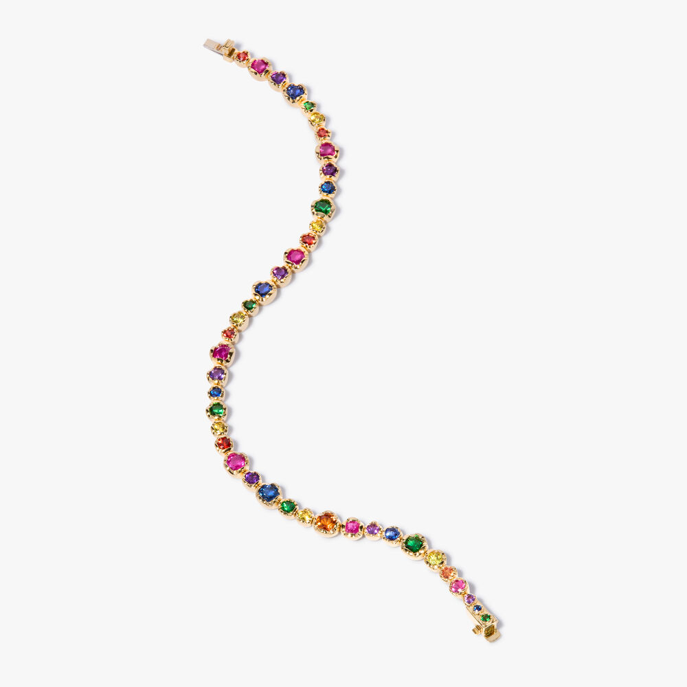 18ct Yellow Gold Rainbow Sapphire Tennis Bracelet | Annoushka jewelley