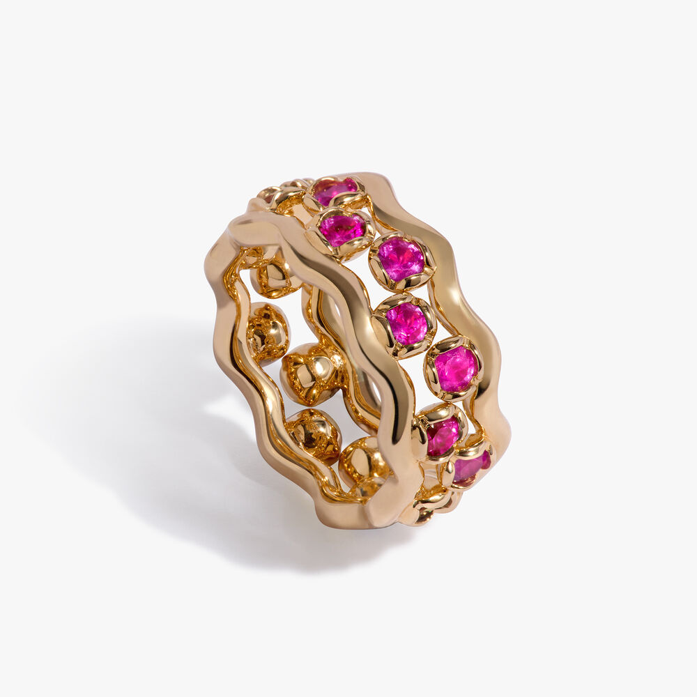 Whoopsie Daisy 18ct Yellow Gold Pink Sapphire Ring Stack | Annoushka jewelley