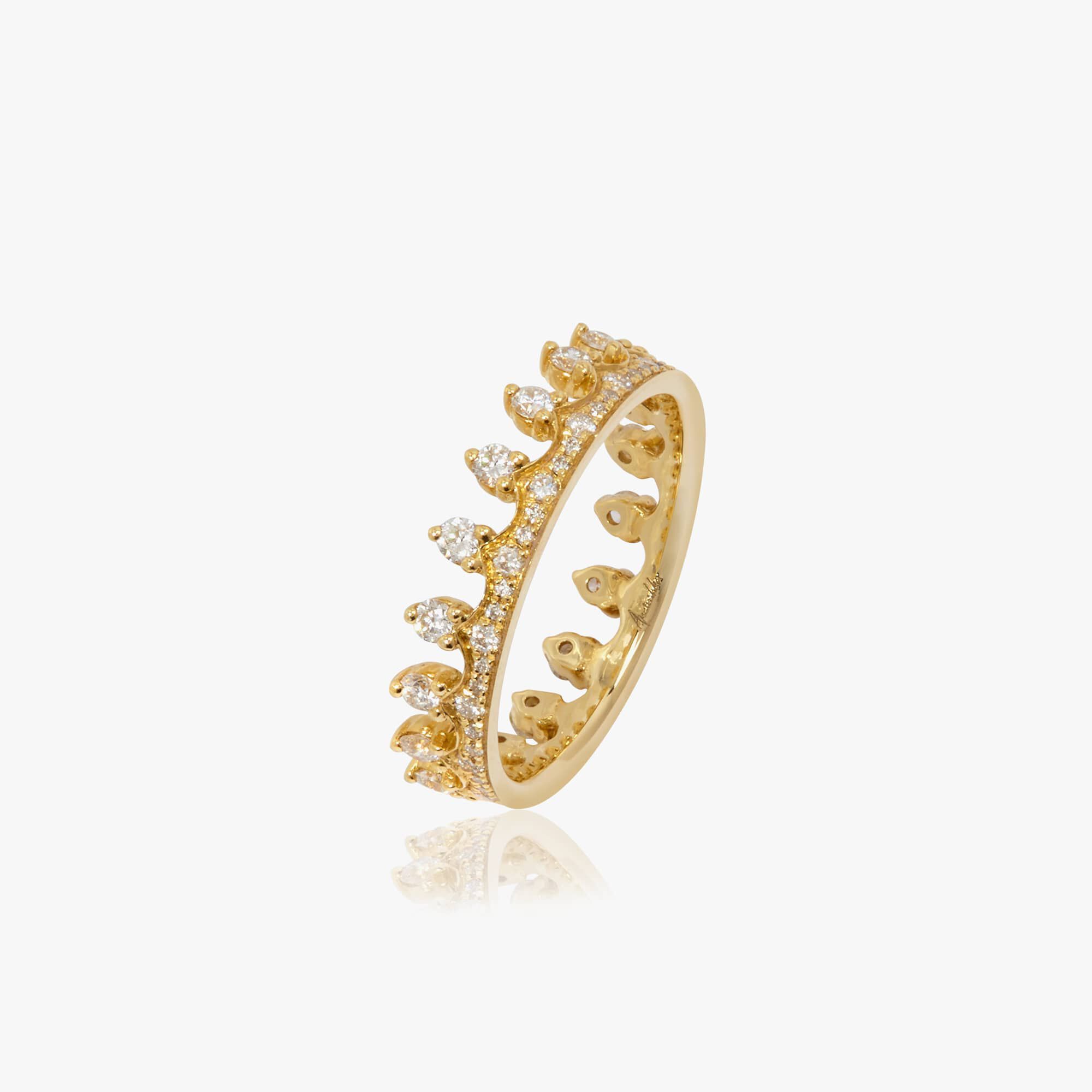 Crown 18kt Gold Diamond Ring 