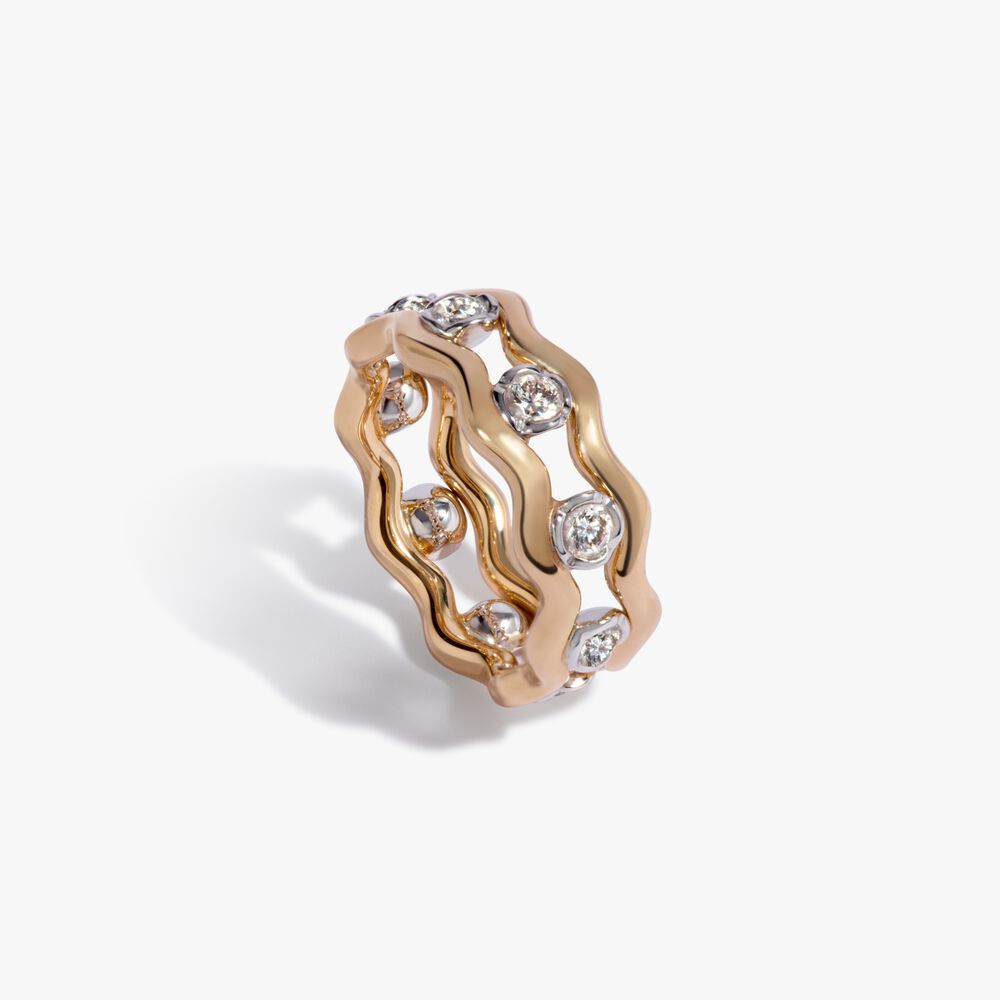 Whoopsie Daisy 18ct Gold Bi-Colour Diamond Ring Stack | Annoushka jewelley