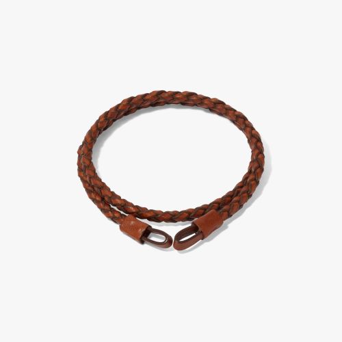 41cms Plaited Brown Leather Bracelet