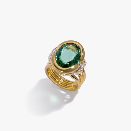 Knuckle Dust Green Tourmaline & Diamond Ring