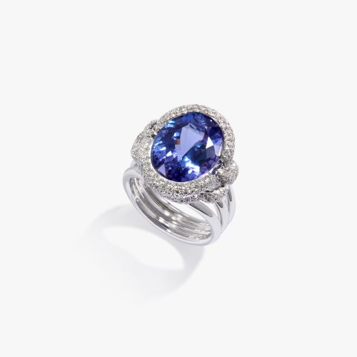 Knuckle Dust Tanzanite & Diamond Ring 