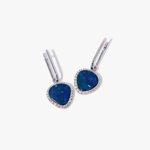 Opal Doublet & Diamond Earrings