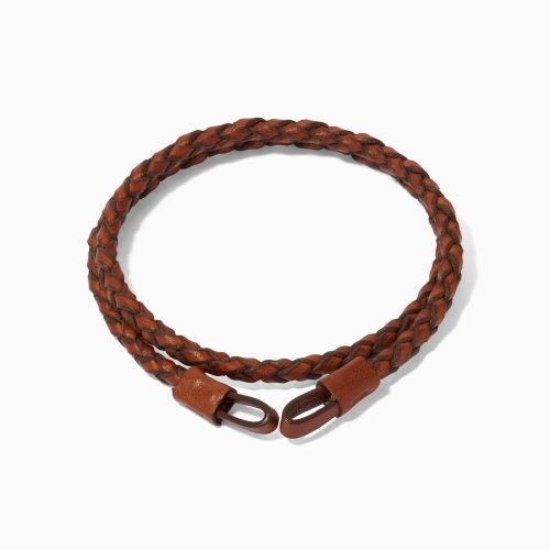 41cms Plaited Brown Leather Bracelet