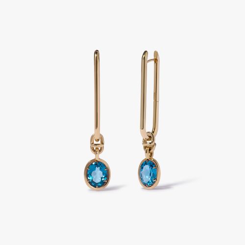 Knuckle Blue Topaz Long Earrings 