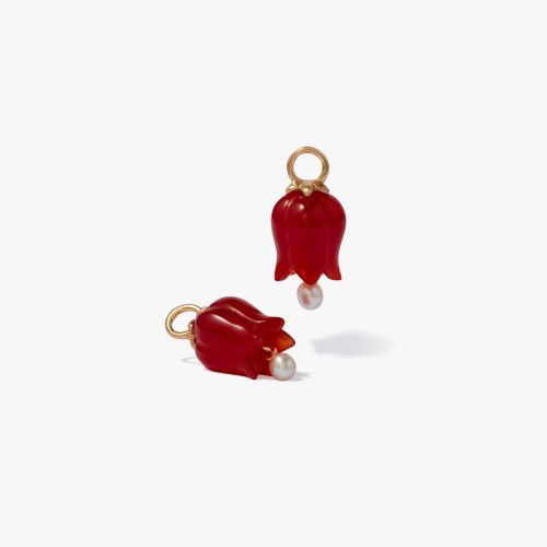 Tulips 18ct Yellow Gold Red Agate Earring Drops