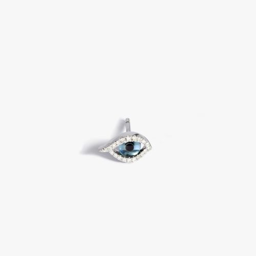 Mythology 18ct White Gold Topaz & Diamond Evil Eye Right Stud Earring