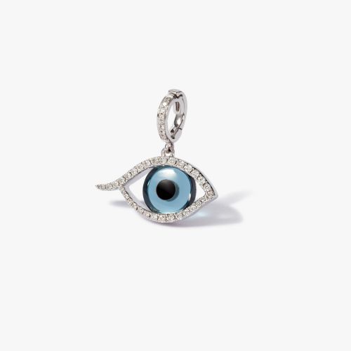 Mythology 18ct White Gold Topaz & Diamond Evil Eye Charm Pendant