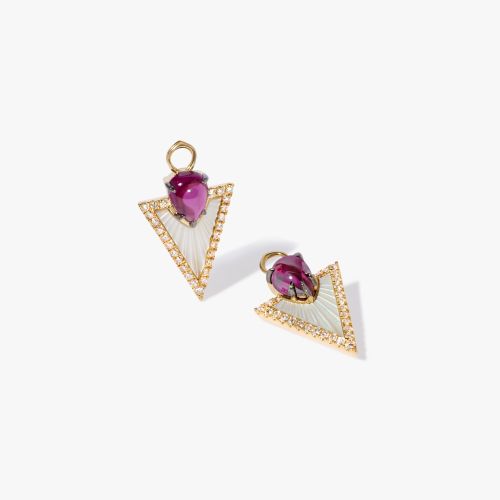 Kite 18ct Yellow Gold Garnet & Mother of Pearl Earring Drops