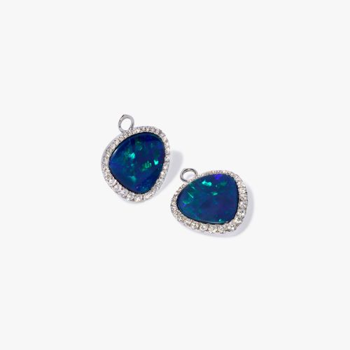 Opal Doublet & Diamond Earring Drops