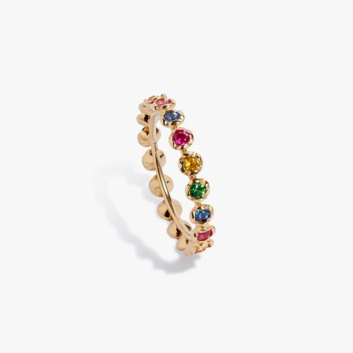 Whoopsie Daisy 18ct Yellow Gold Rainbow Sapphire Eternity Ring