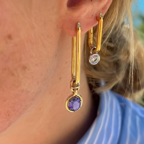 Knuckle Amethyst Long Earrings