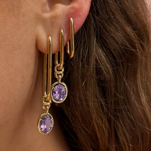 Knuckle Amethyst Earrings