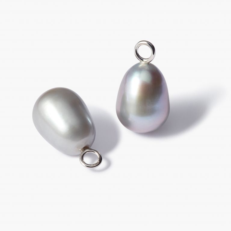 Grey Pearl & Diamond Earrings