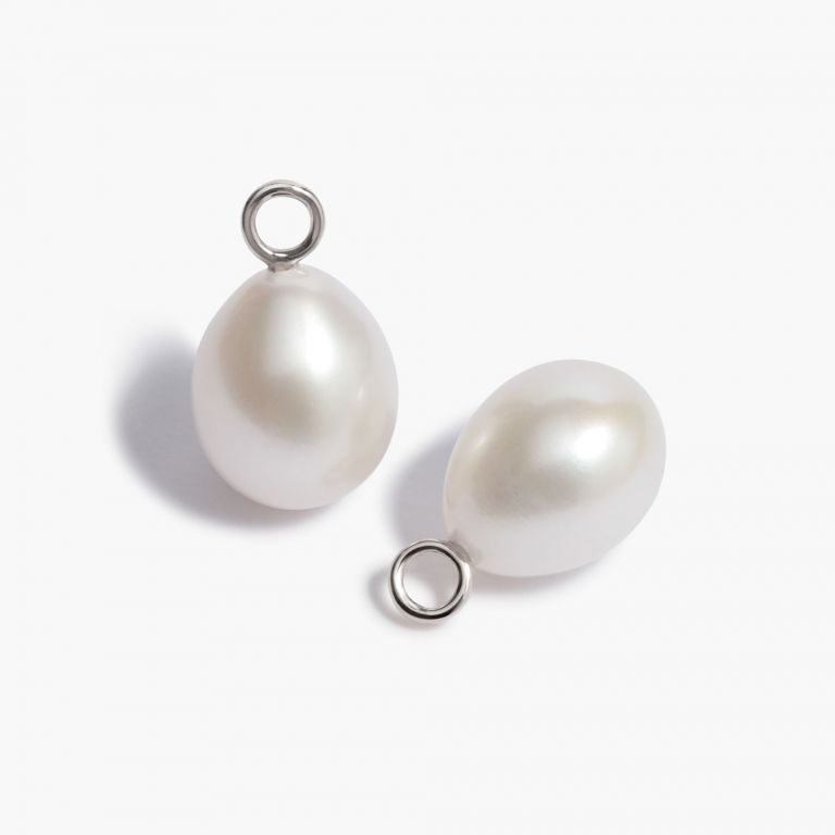 White Pearl & Diamond Earrings