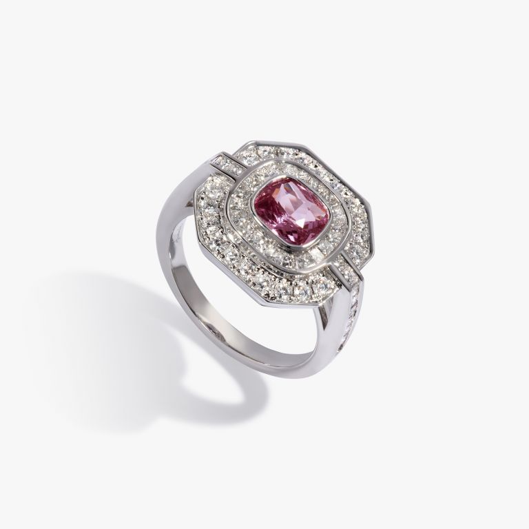 Pink Sapphire & Diamond Ring