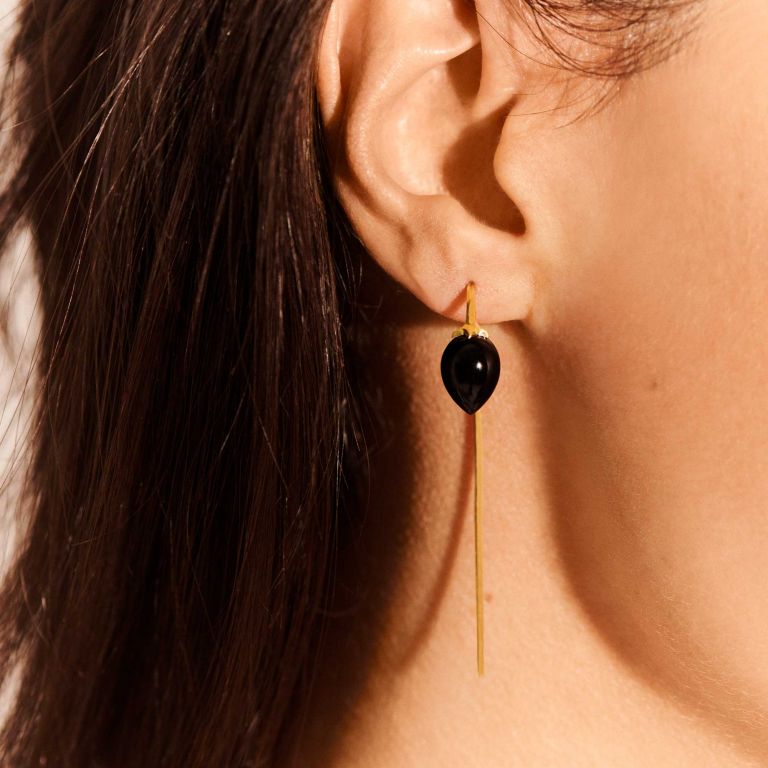 Onyx French Hook Earrings