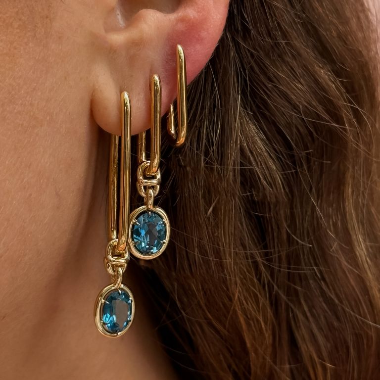 Knuckle Blue Topaz Earrings 