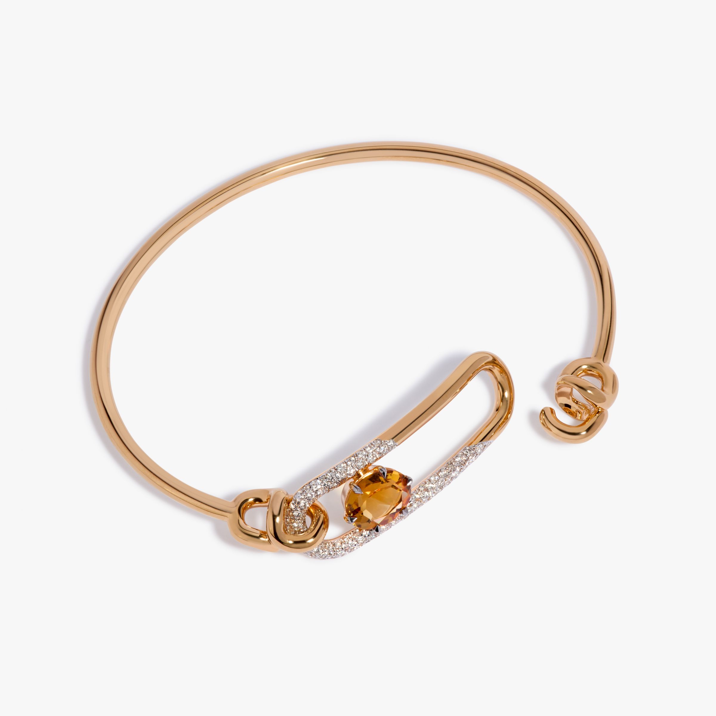 Knuckle Dust Citrine & Diamond Bangle