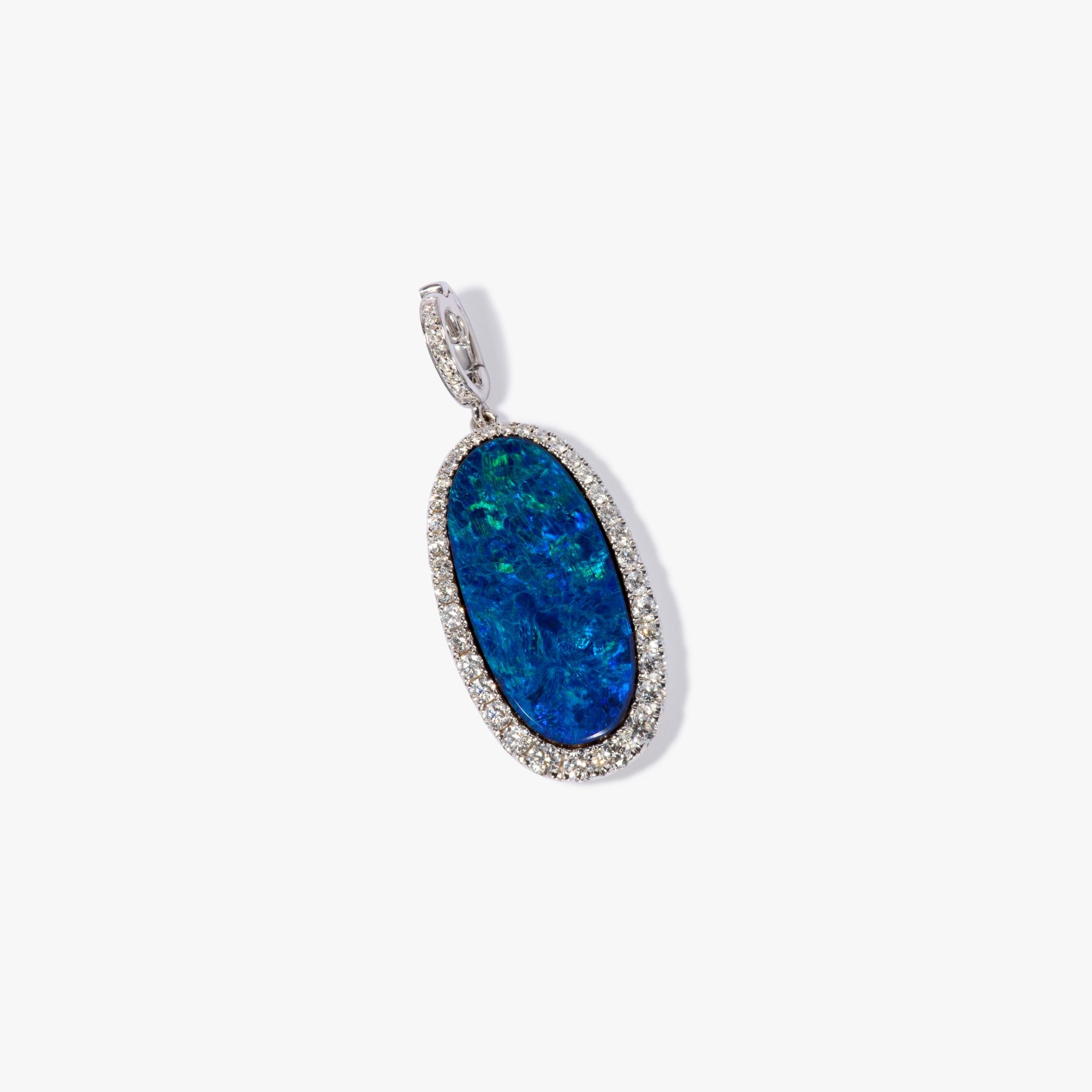 Opal Doublet & Diamond Pendant