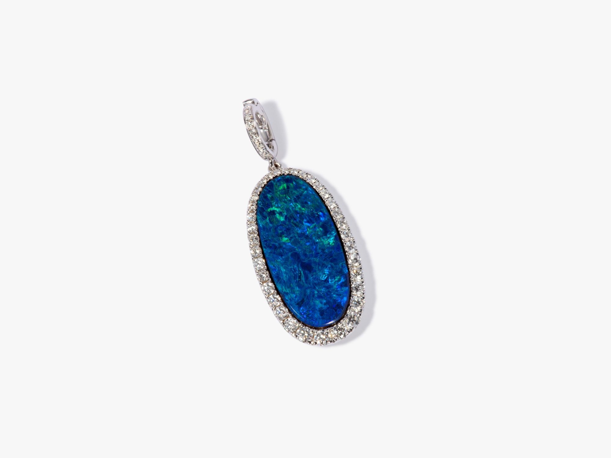 Opal Doublet & Diamond Pendant