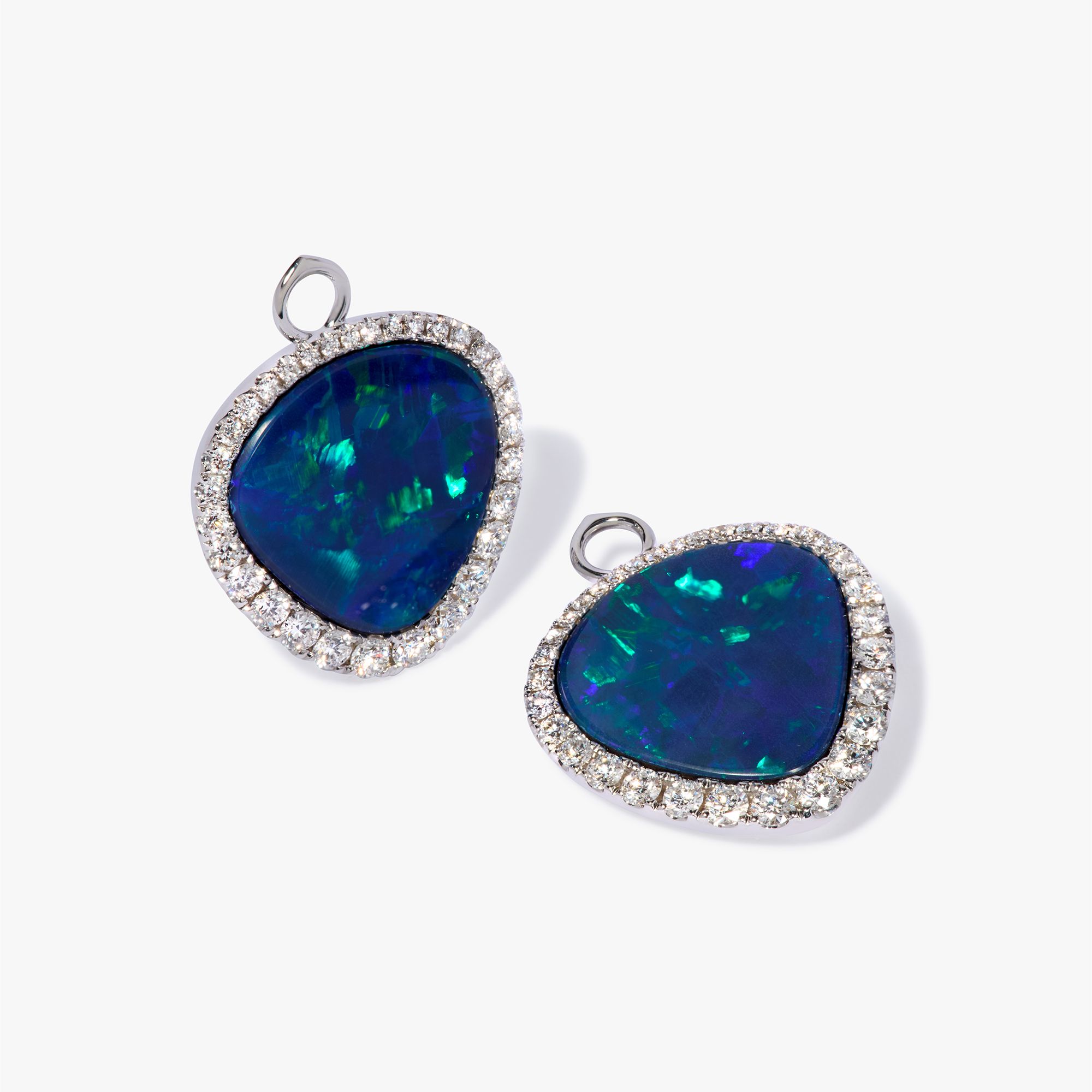 Opal Doublet & Diamond Earrings