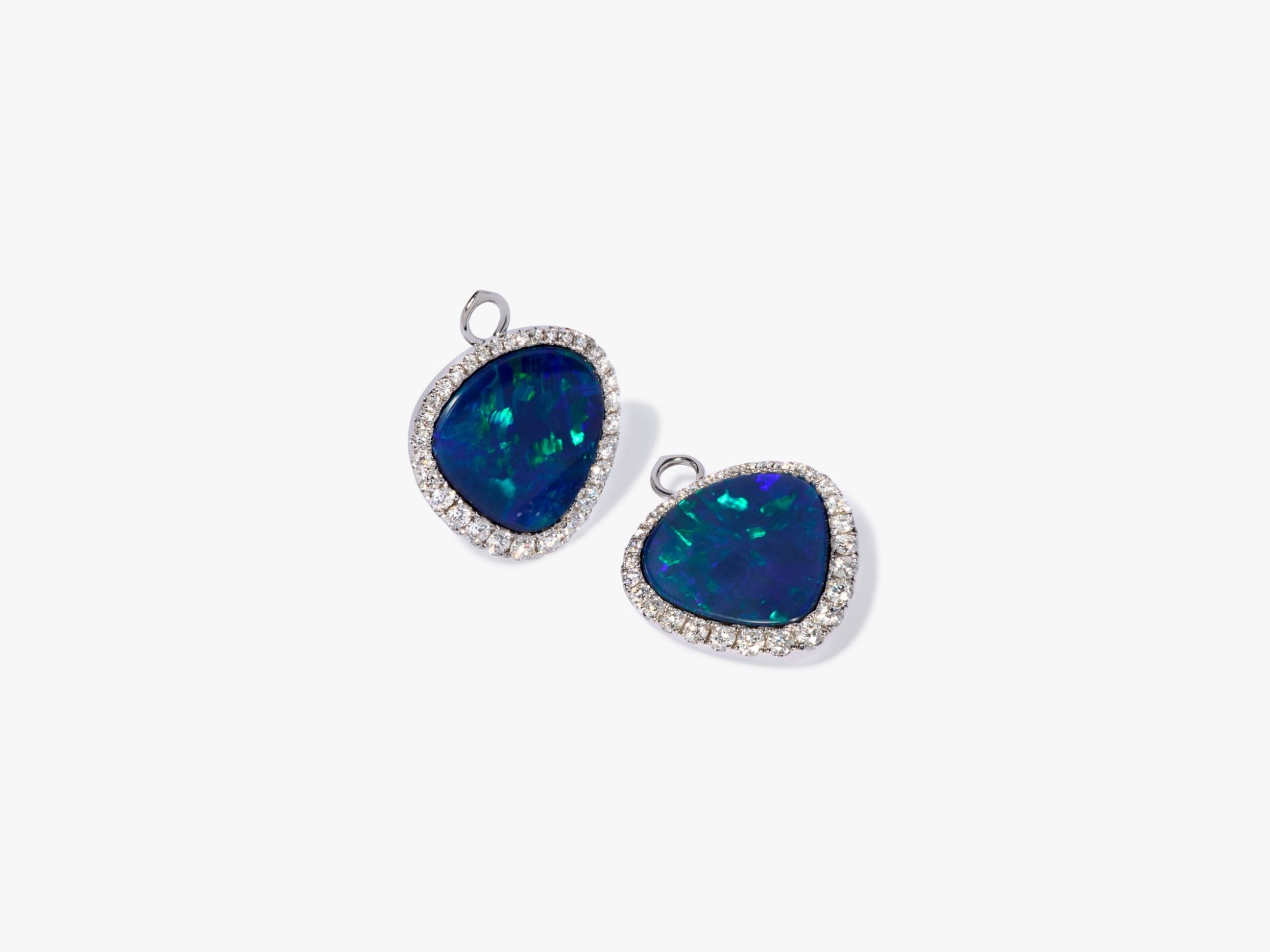 Opal Doublet & Diamond Earring Drops