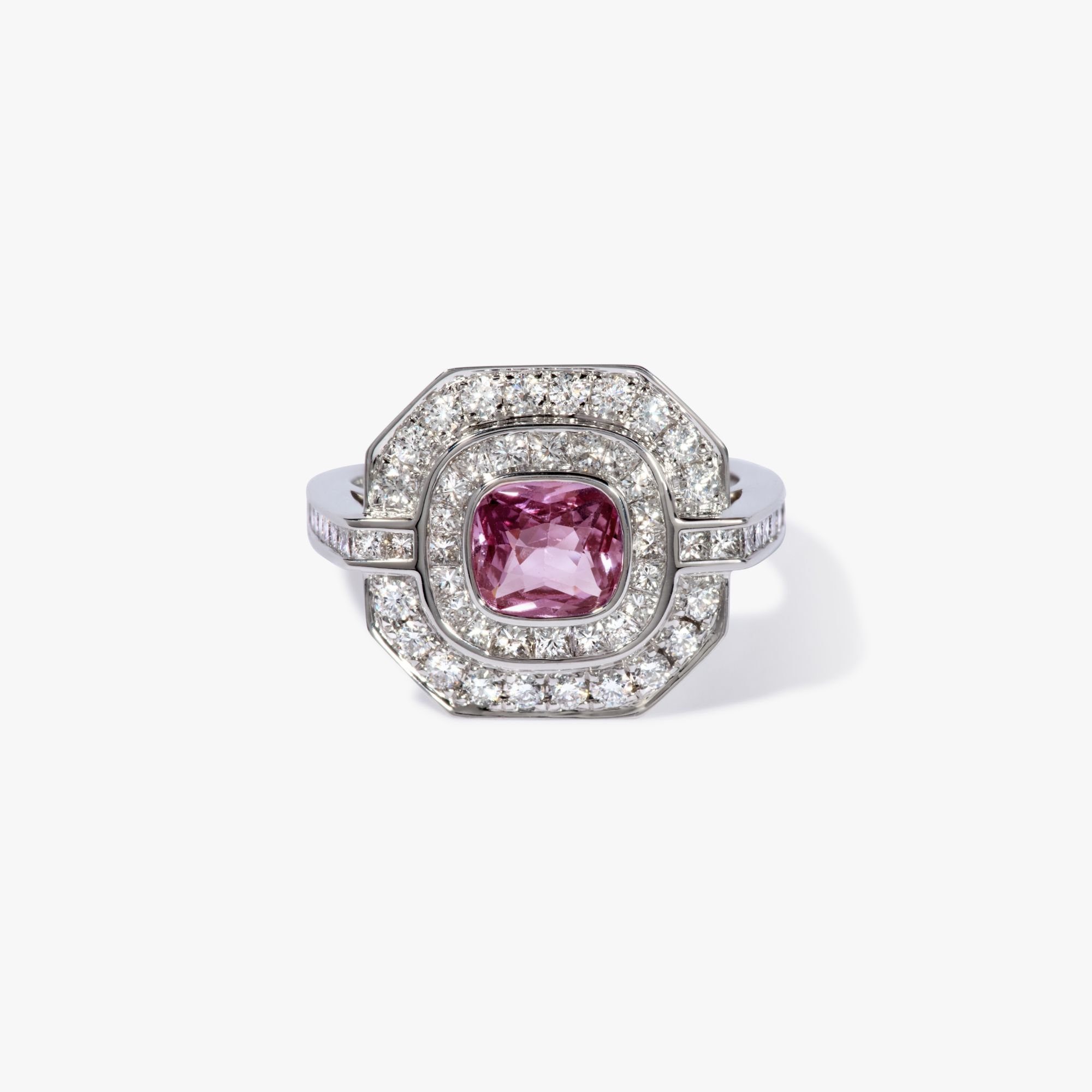 Pink Sapphire & Diamond Ring