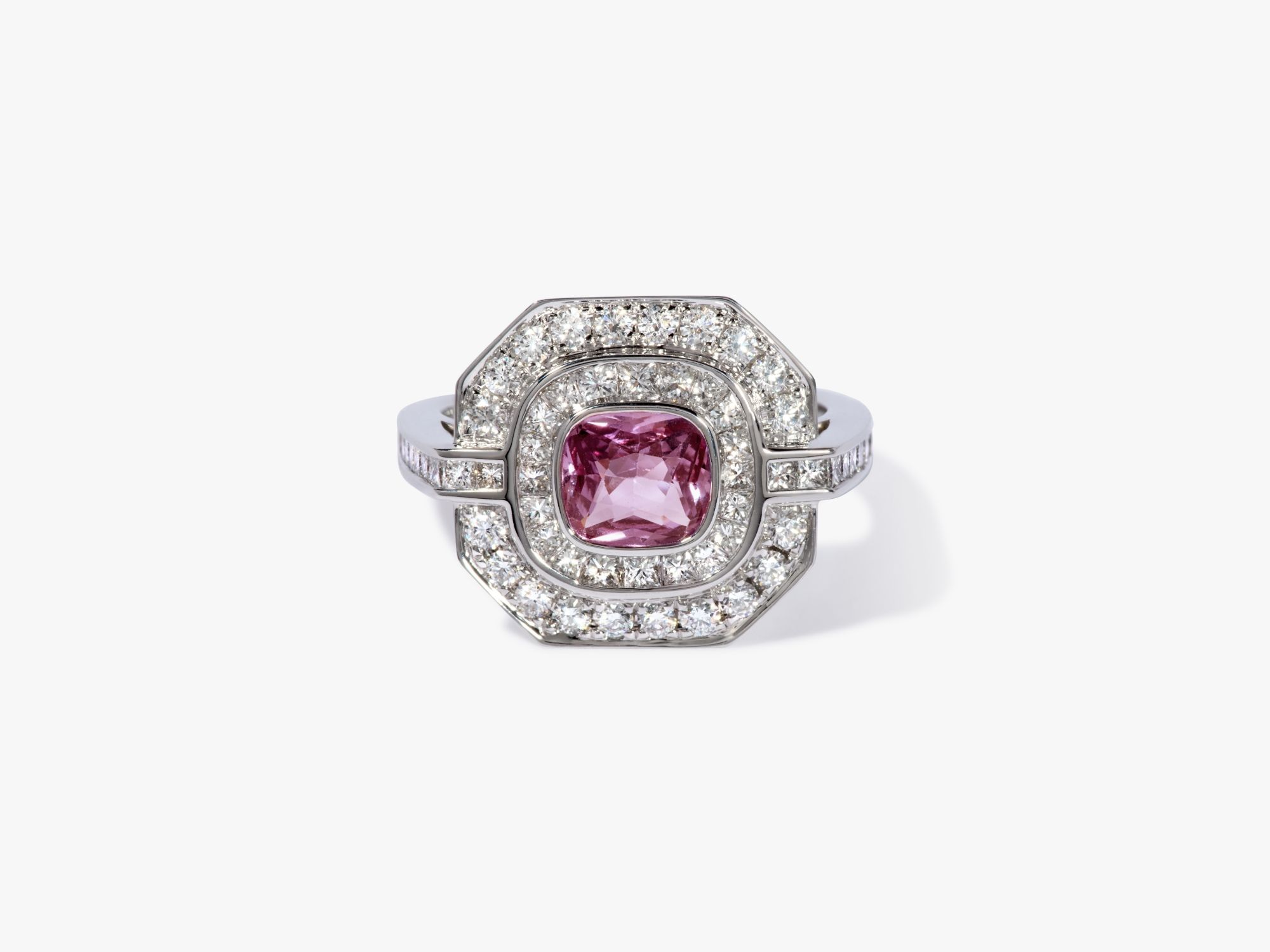 Pink Sapphire & Diamond Ring