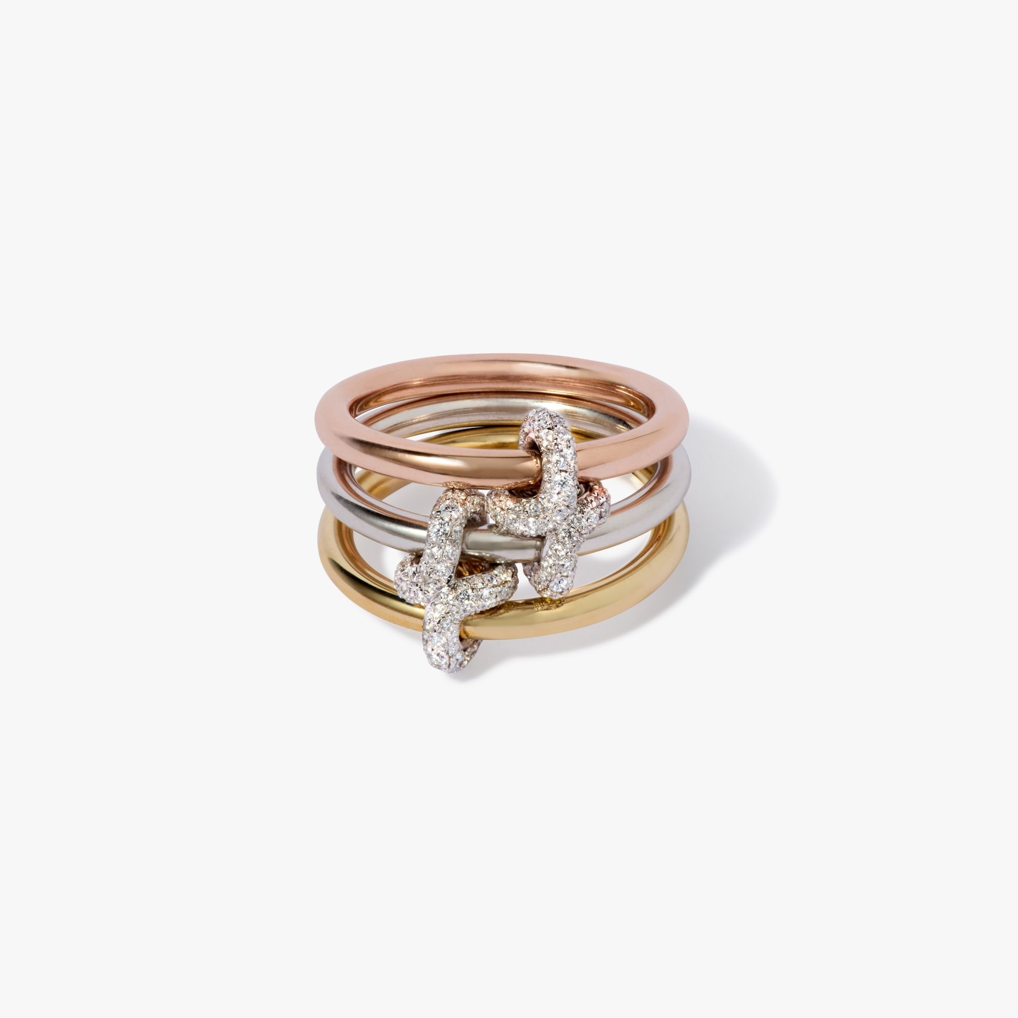 Knuckle Tri-Colour Gold Diamond Ring 