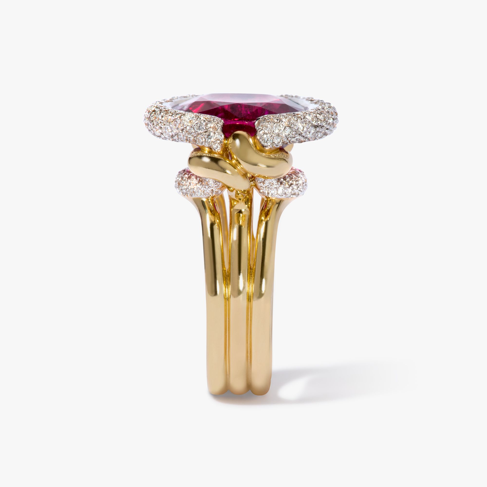 Knuckle Dust Rubellite Tourmaline & Diamond Ring 