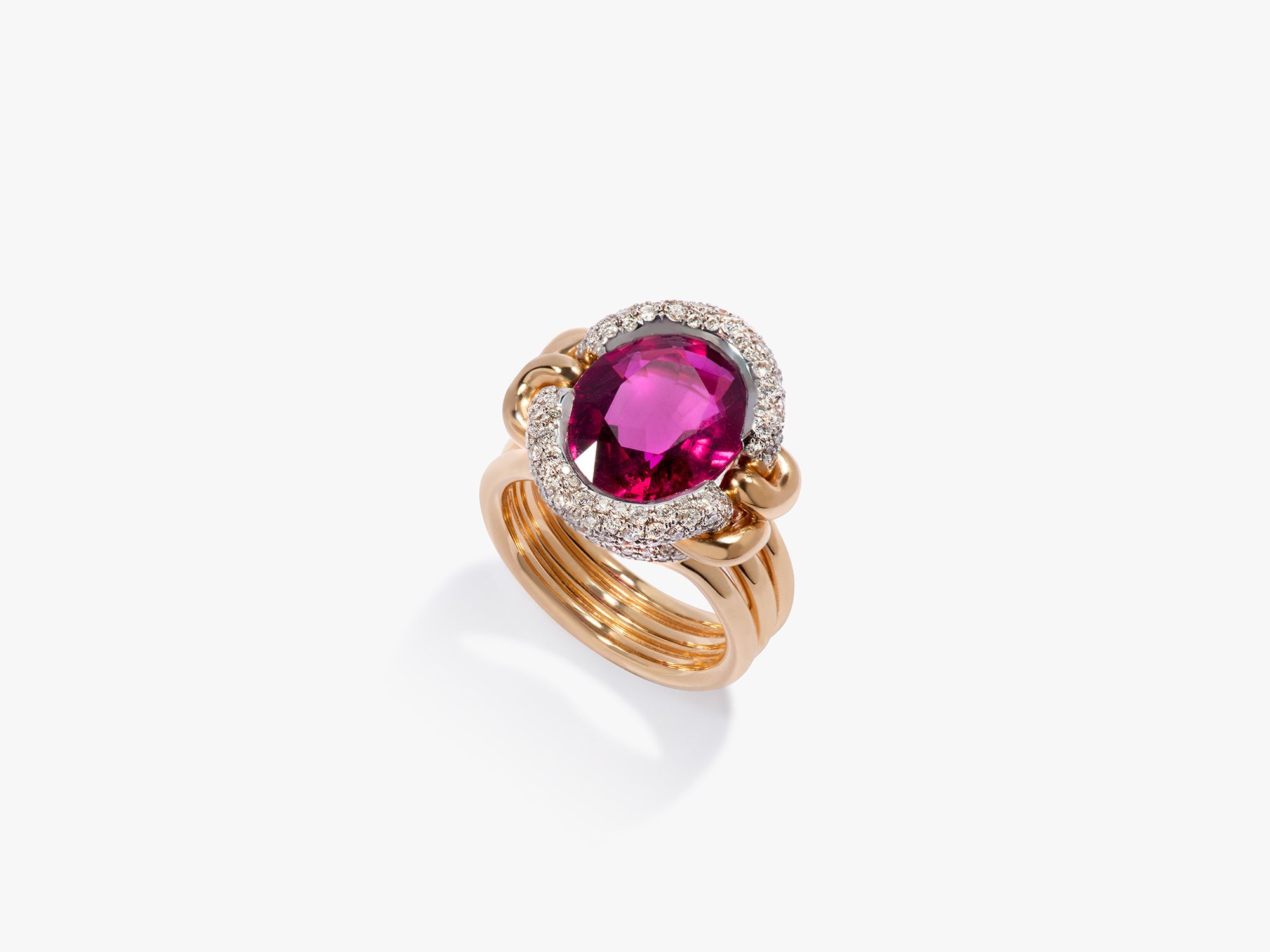 Knuckle Dust Rubellite Tourmaline & Diamond Ring 