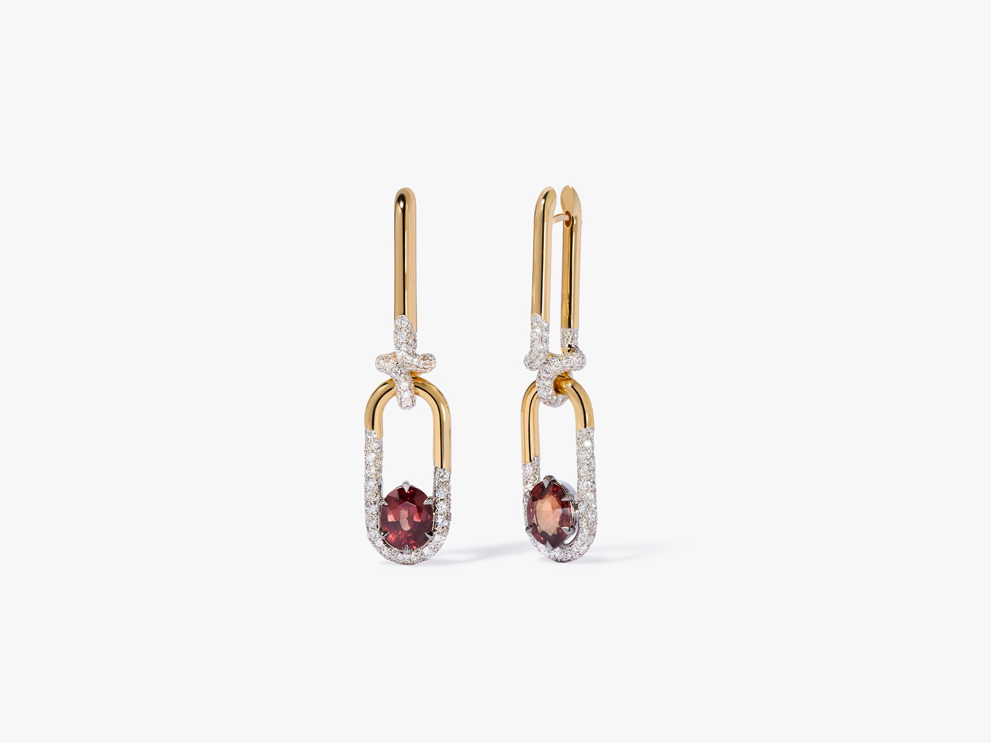 Knuckle Dust Garnet & Diamond Earrings