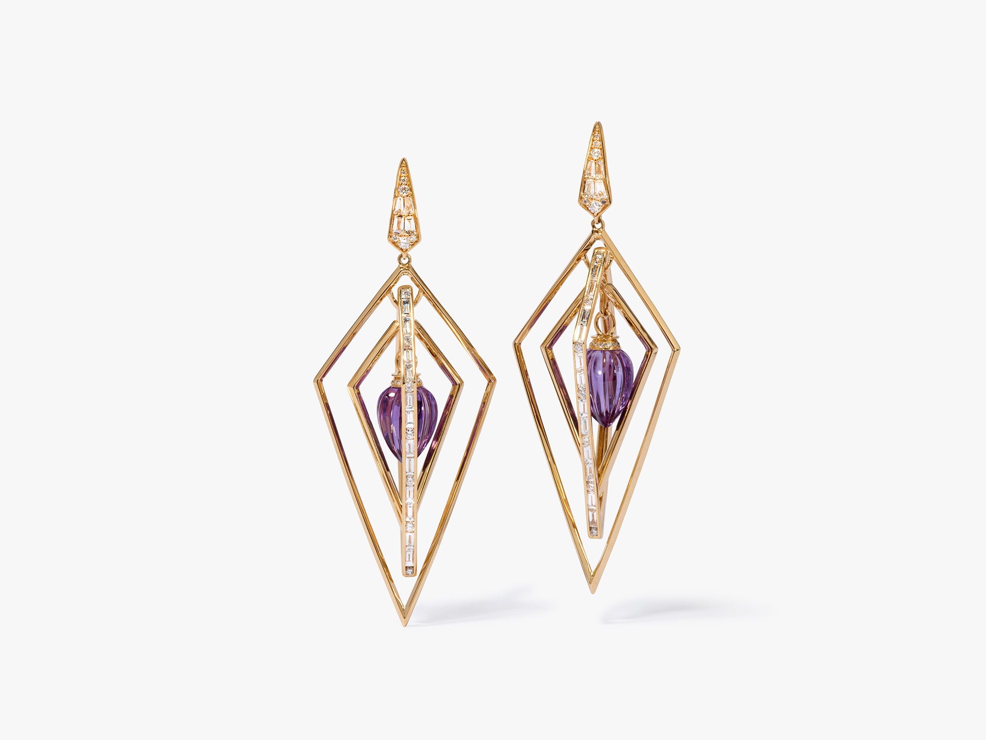 Vertex Amethyst & Diamond Earrings 