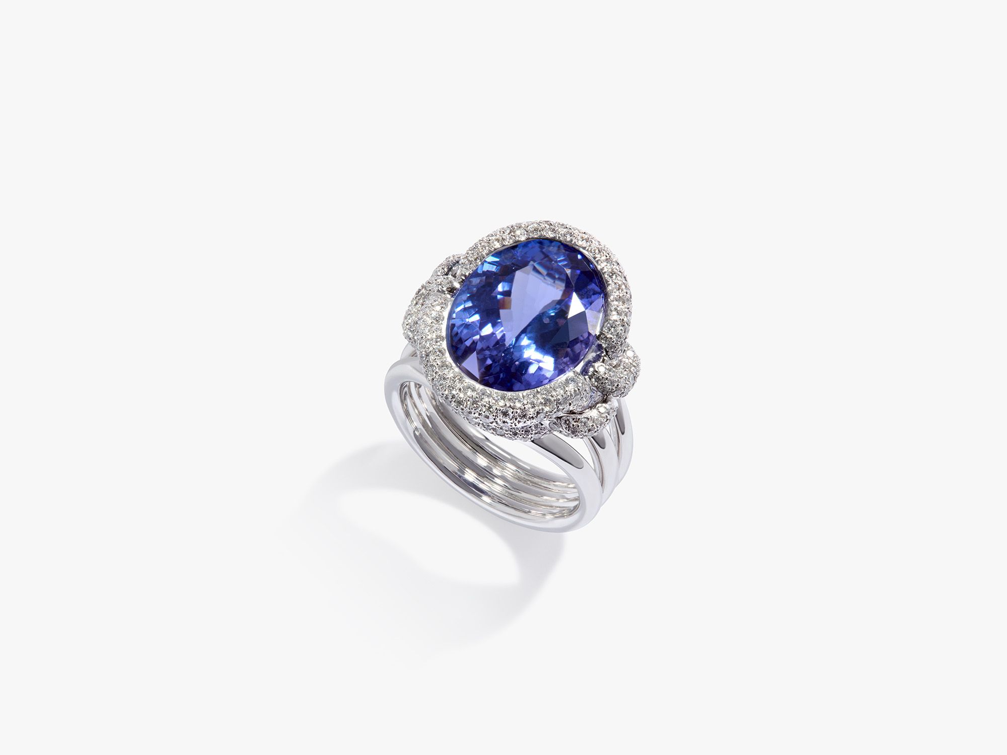 Knuckle Dust Tanzanite & Diamond Ring 