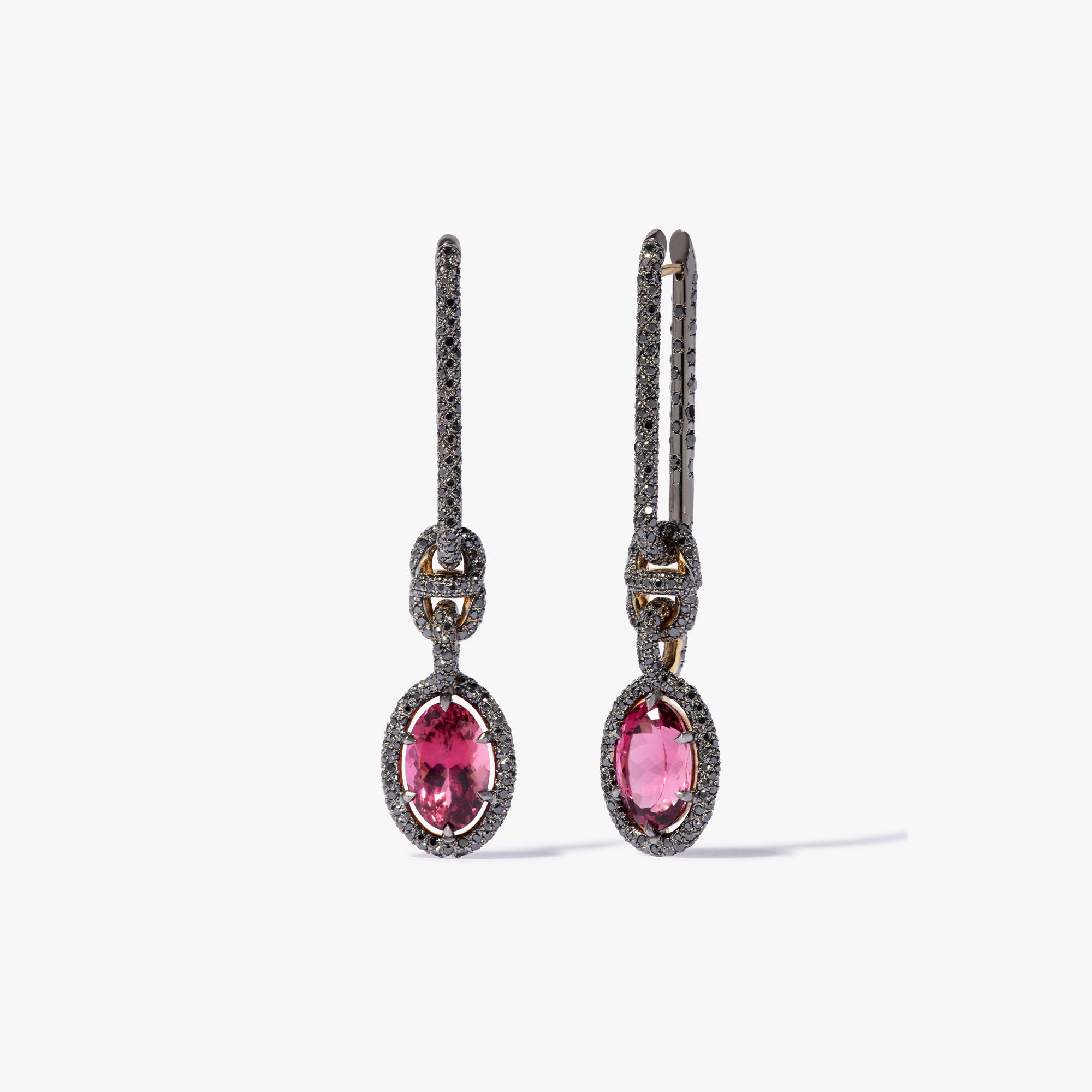 Knuckle Dust Tourmaline & Diamond Earrings 