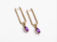 Knuckle Amethyst Long Earrings