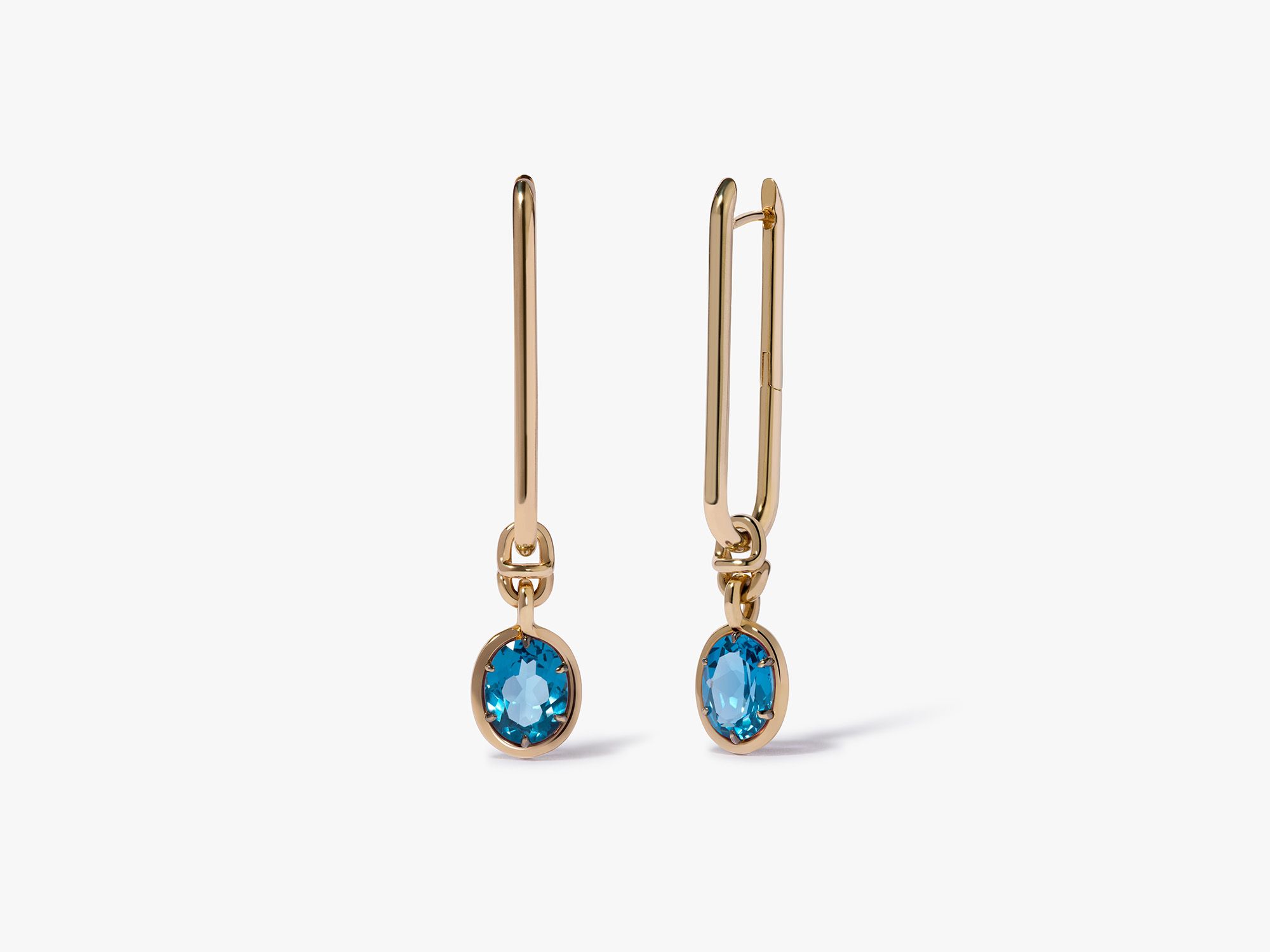 Knuckle Blue Topaz Long Earrings 