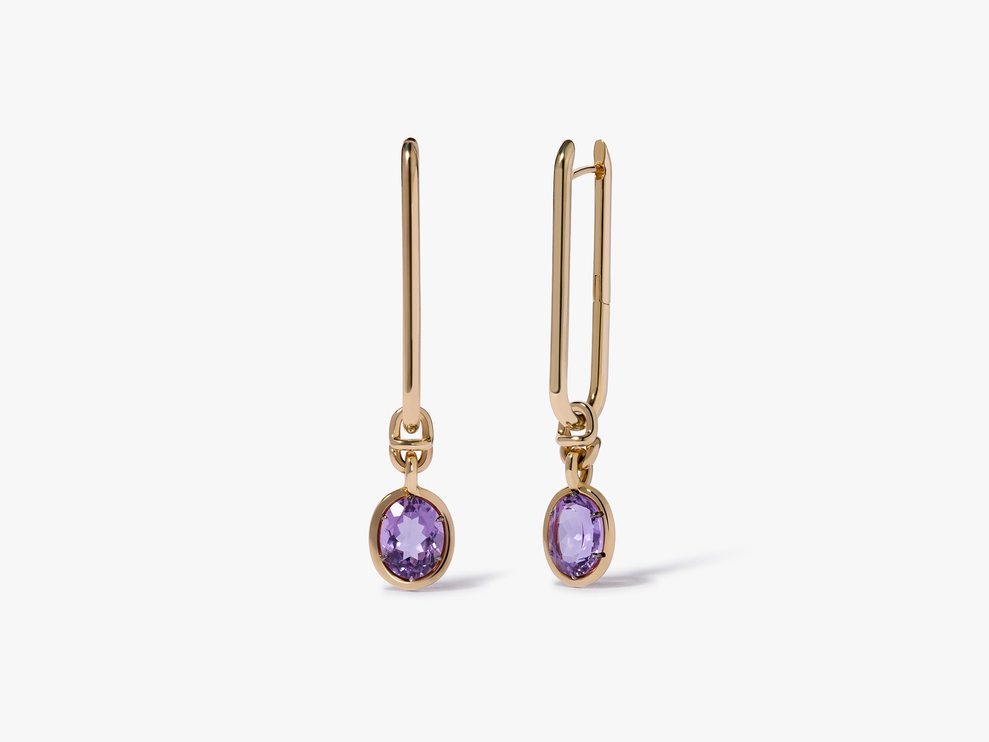 Knuckle Amethyst Long Earrings