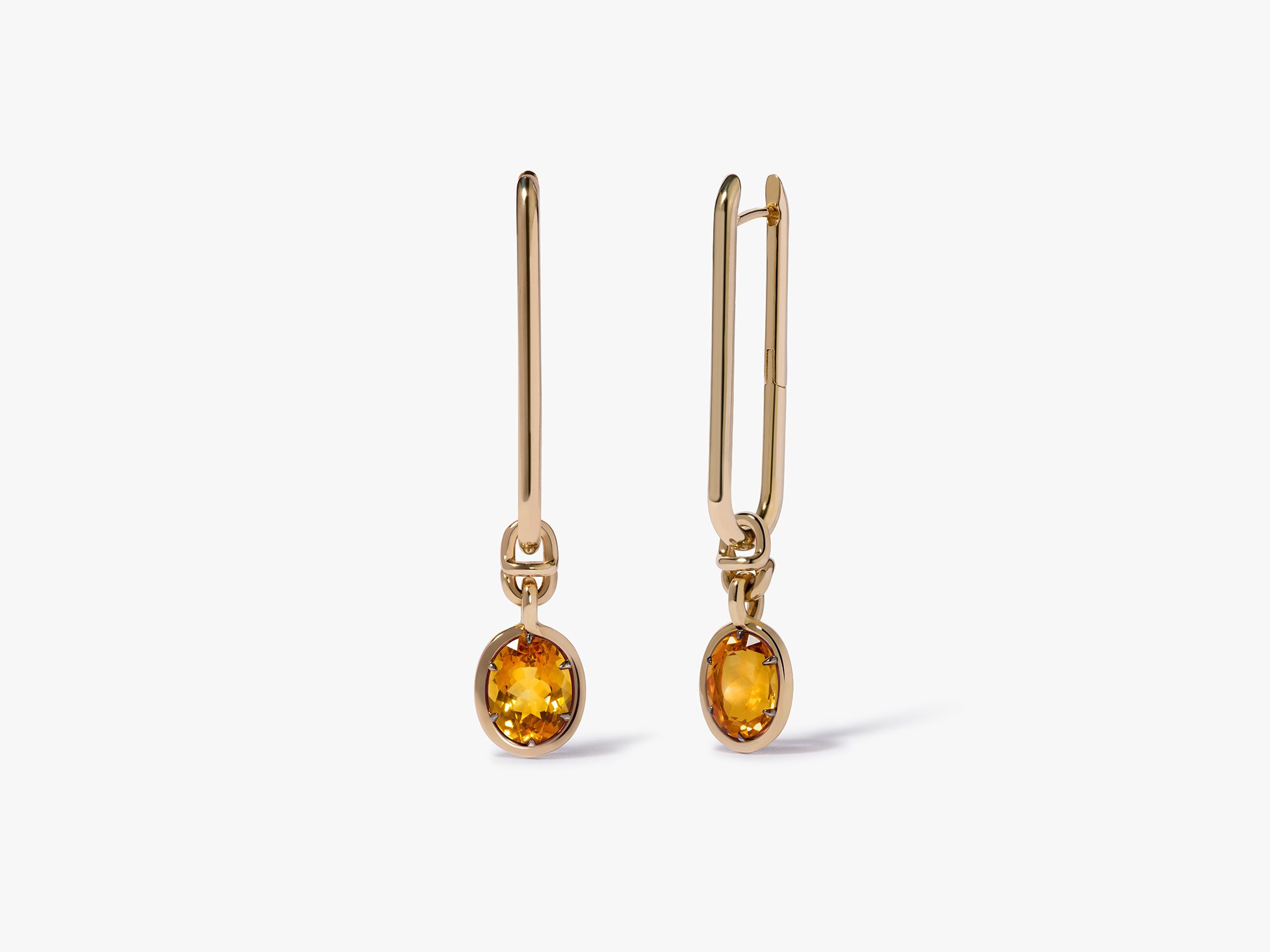 Knuckle Citrine Long Earrings