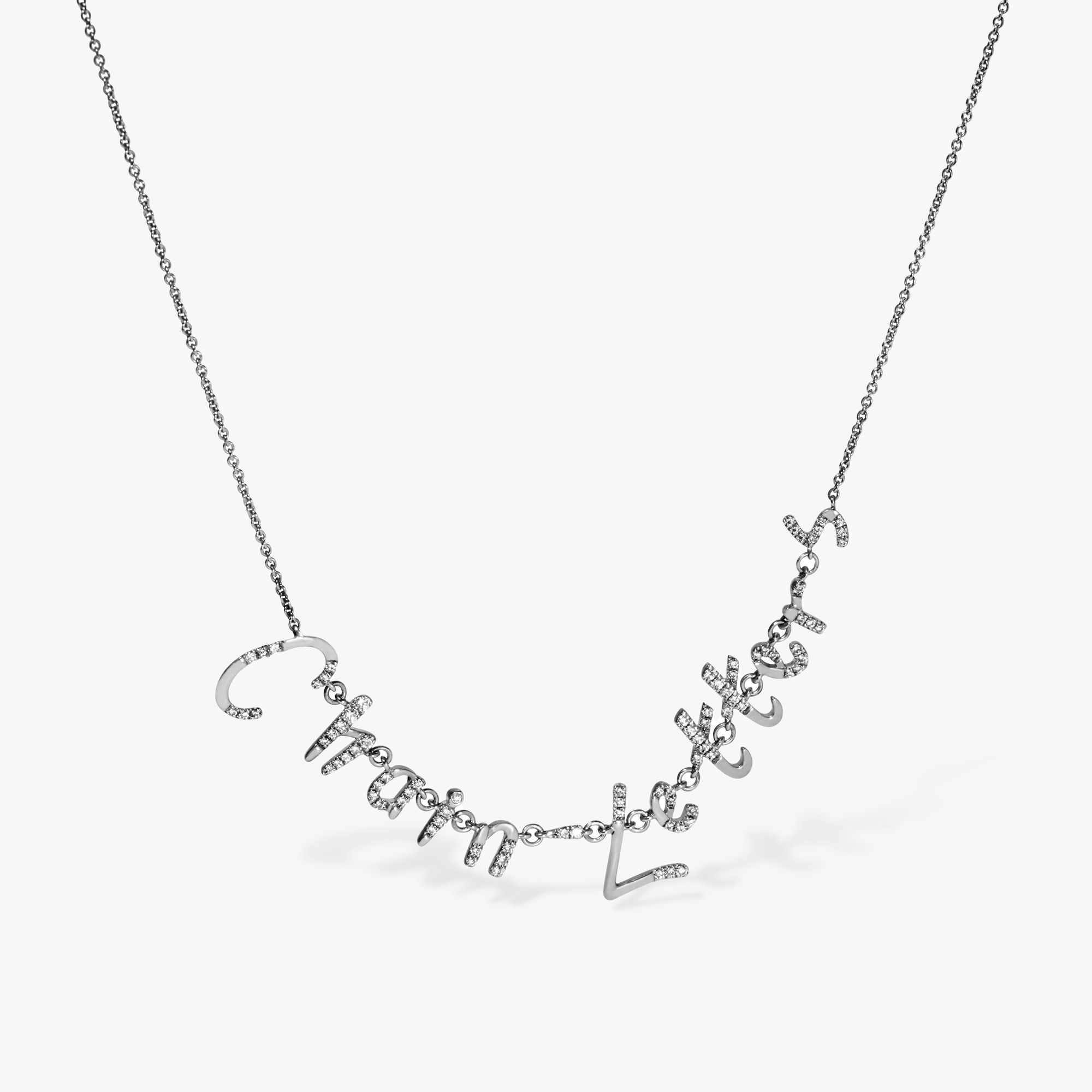 White Gold Chain Letters Personalised Necklace