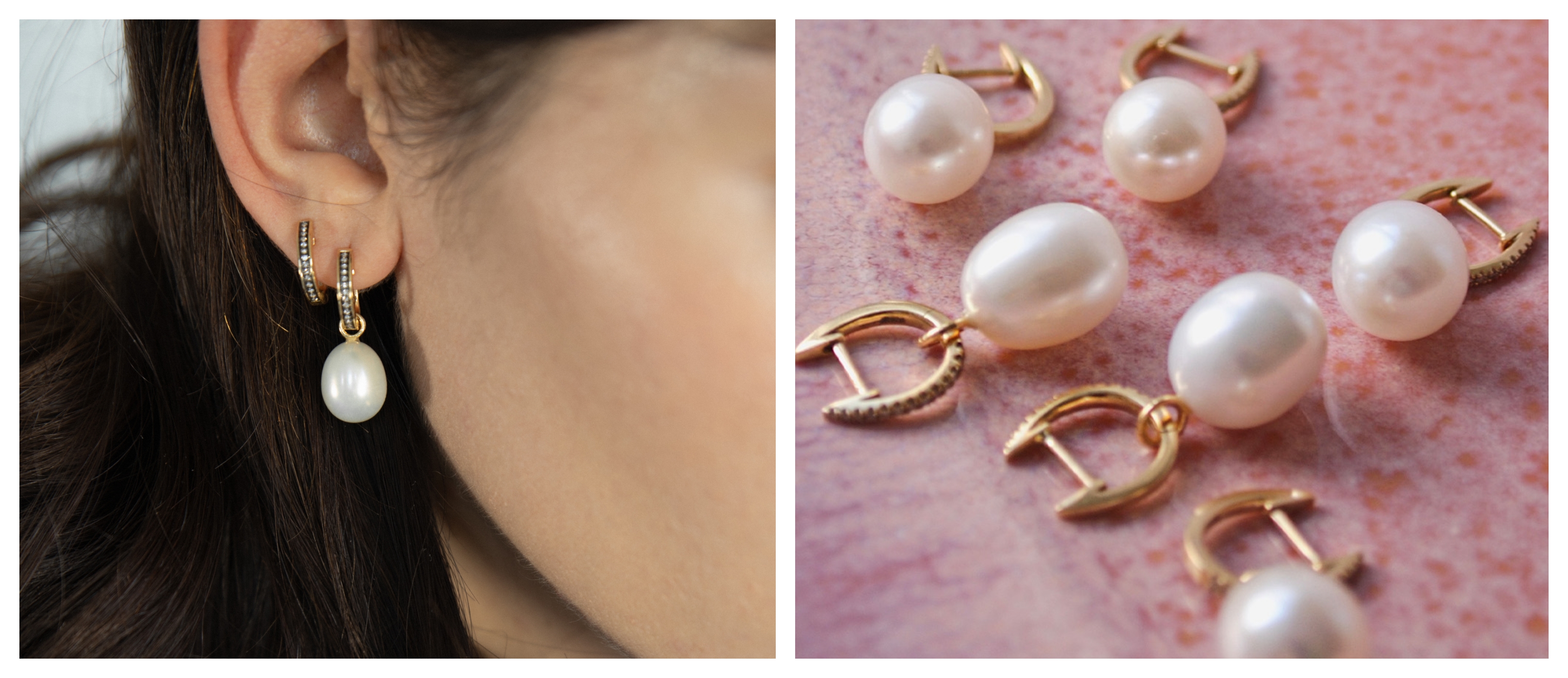 yellow gold and pearl earrings 